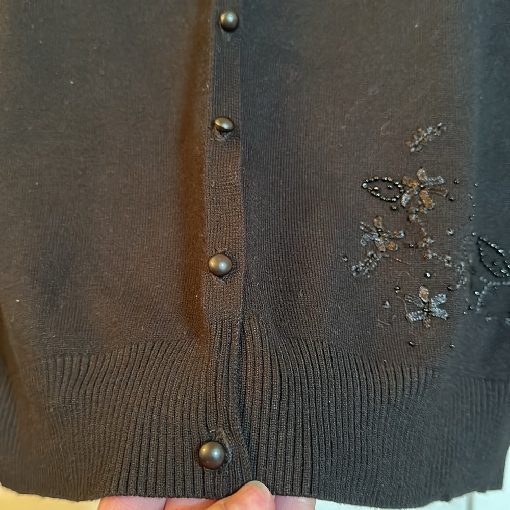AGB black cardigan with black embroidered flower details in excellent condition! - Picture 6 of 7